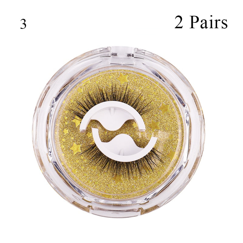 1 pair Self-adhesive False Eyelashes Glue Free 3D Strip Reusable Lashes Extension 3 Seconds To Wear Faux Mink Eyelash