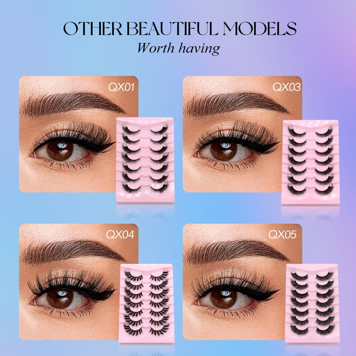 5/7 Pairs Cat Eye Lashes Faux Mink Eyelashes Fluffy long Full Strip Lashes Winged End Eye Elongated Fake Lashes