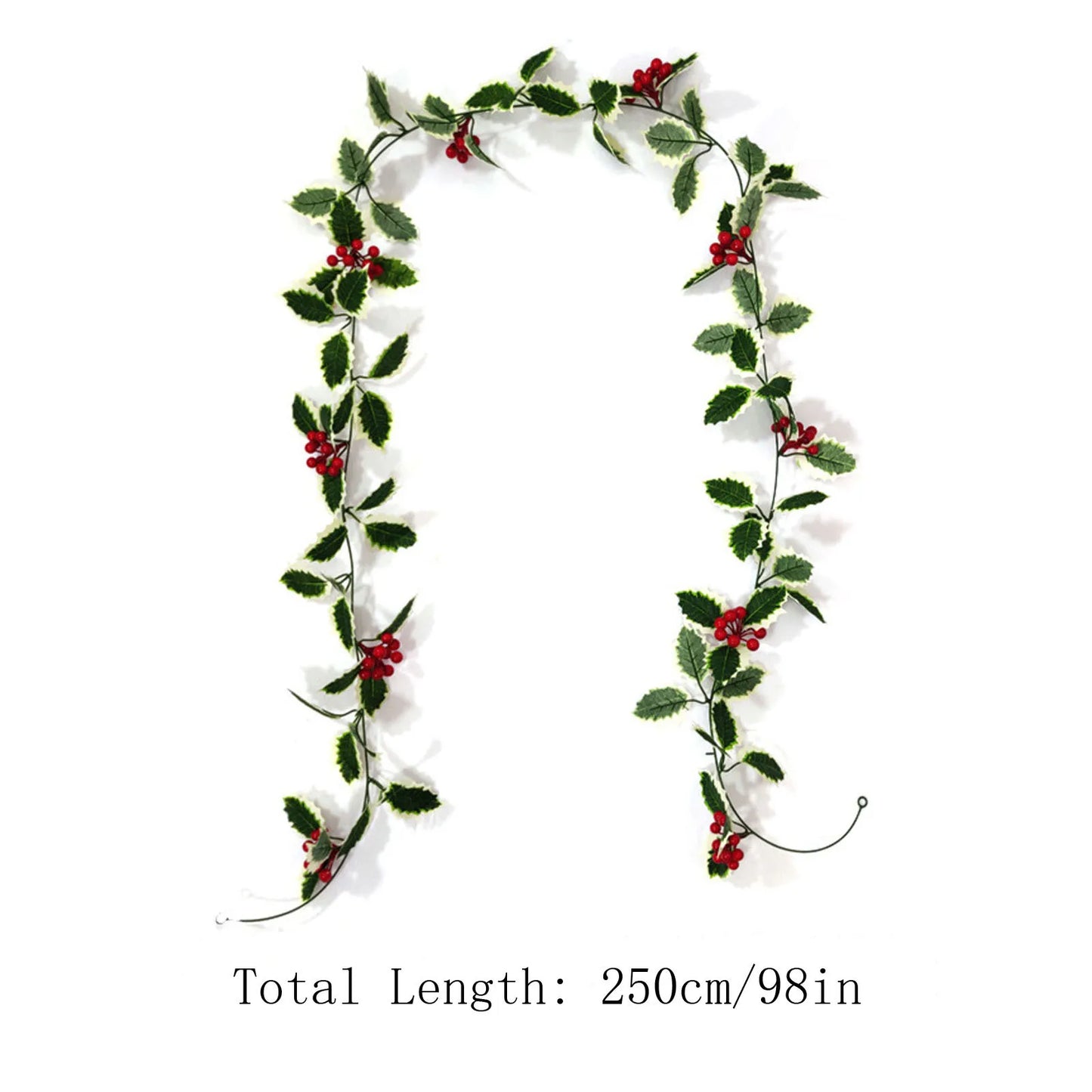 8Feet Red Berry Christmas Garland Flexible Artificial Berry Garland For Winter Christmas New Year Holiday Decor