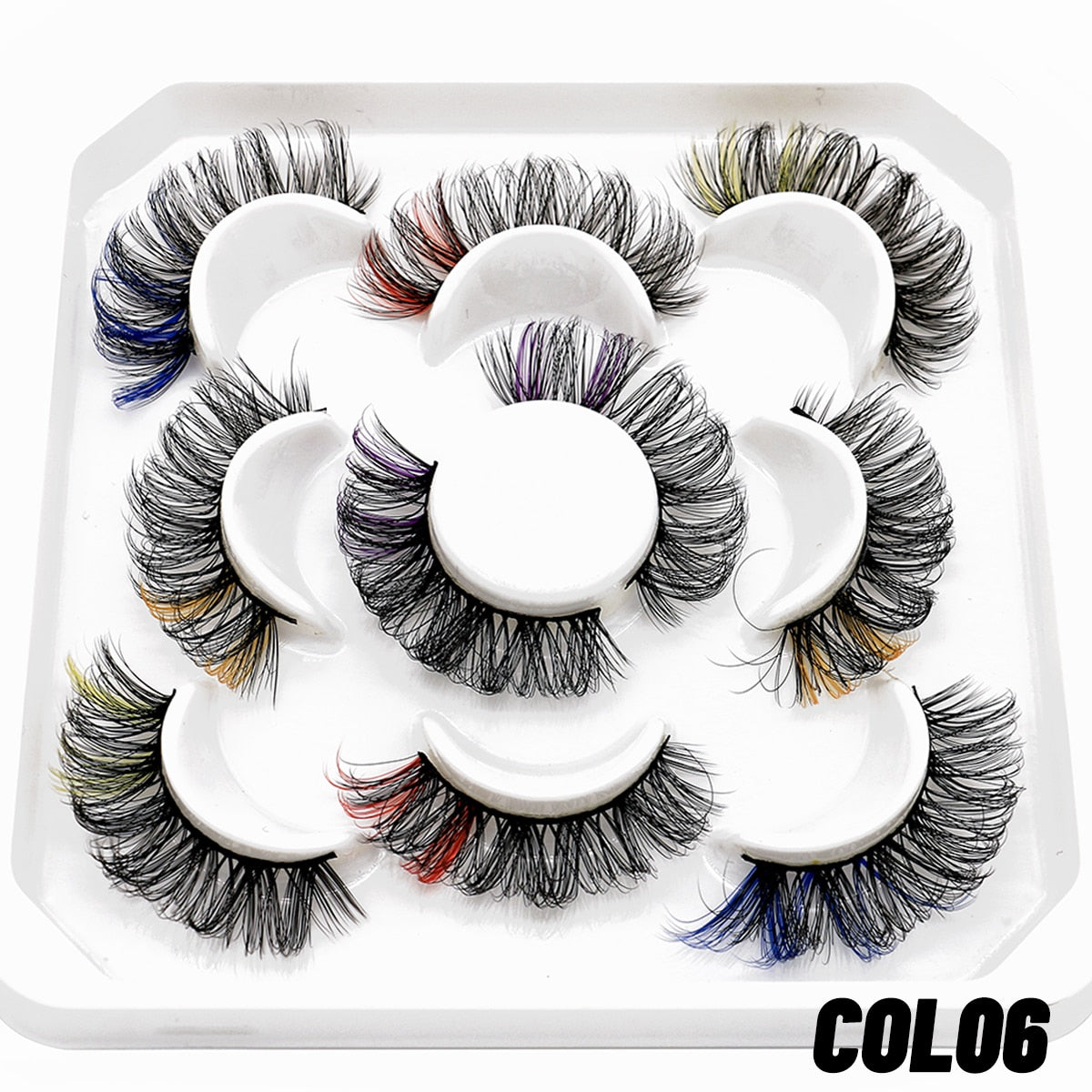 5/8pairs Colored Eyelashes Wispy Mink Lashes Natural Fluffy Cat Eye Lashes Strip 5D False Eyelashes