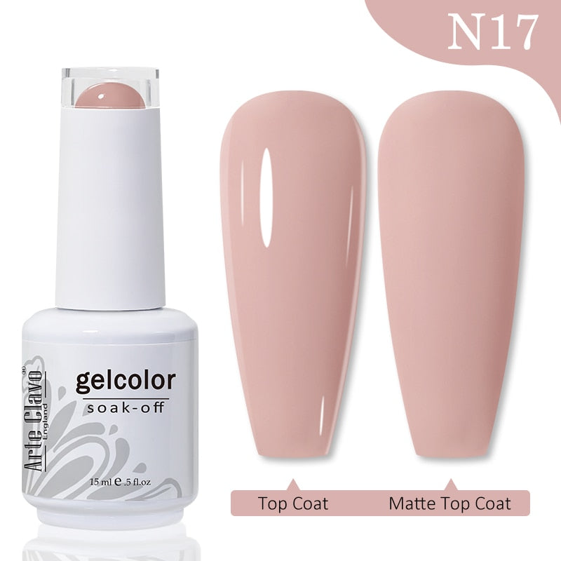 Gel Nail Polish 15ml Nude Pink Soak Off LED UV Lacquer Varnish Semi Permanent Top Base Coat Nail Art Gellak Manicure