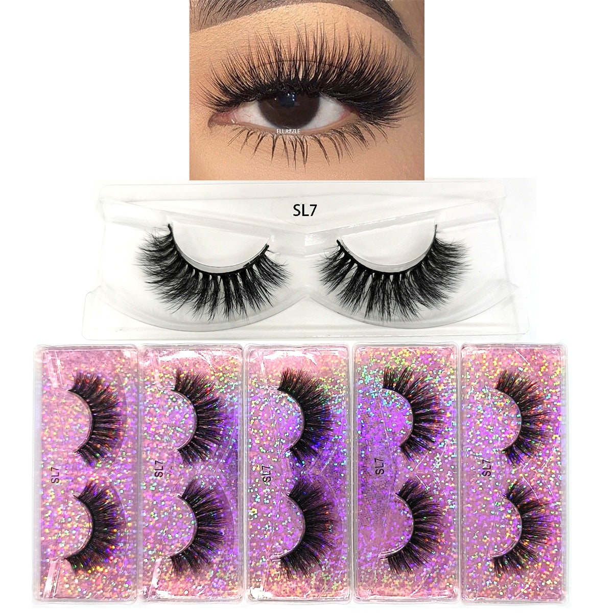5 Pairs 3D Mink Lashes Fluffy Soft Wispy Natural Cross Eyelash Extension Reusable Lashes