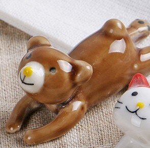 Japanese Style Underglaze Ceramic animals Chopstick Holder Tableware Restaurant Simple Oval Spoon Bracket Utensil For Kitchen