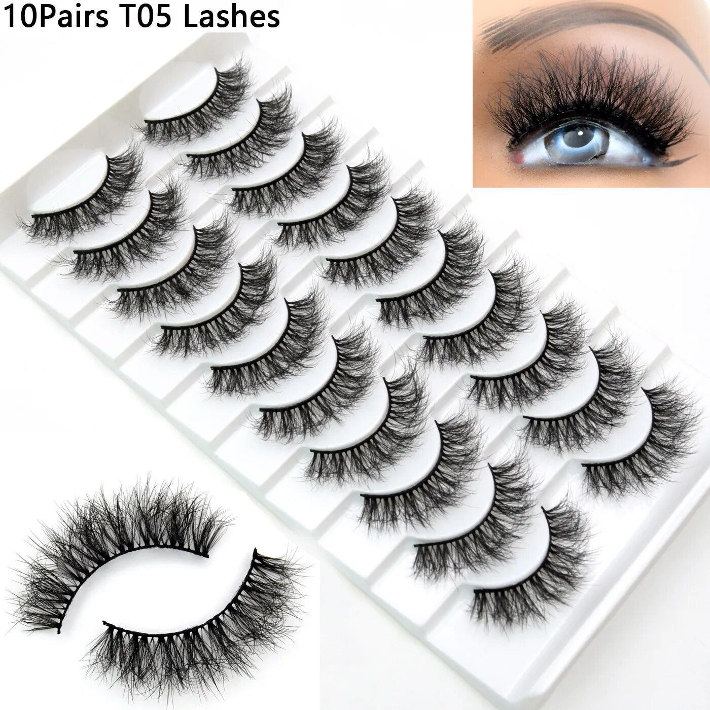 5paris/10pairs Faux Mink Eyelashes Make Up False Cils Hand Made Fake Eyelashes Wholesale Thick Eyelashes Extension