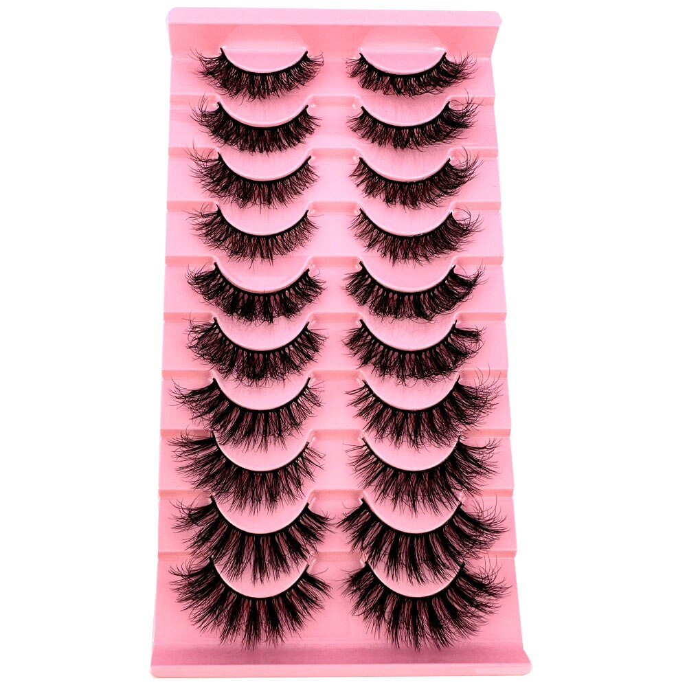 10Pairs False Eyelashes 6D Super Fluffy Wispy Faux Mink Eyelashes Cat Eye Dramatic Lashes Eyelash Extension