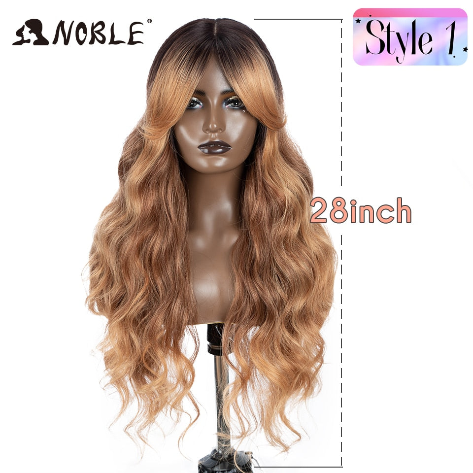 Synthetic Lace Front Wig Long Wavy 36 " Body Wavy Side Part Lace Wig For Women Lace Front Wig Ombre Blonde Cosplay Wig