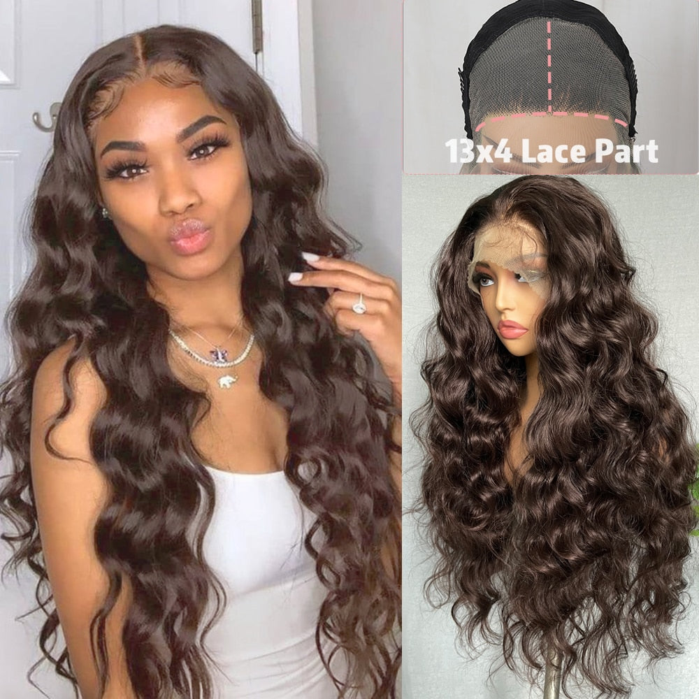 6x13 4x13 Synthetic Lace Front Wigs 32 Inches Long Body Wave Fluffy Trendy Wig for Black Women Pre Plucked with Baby Hair
