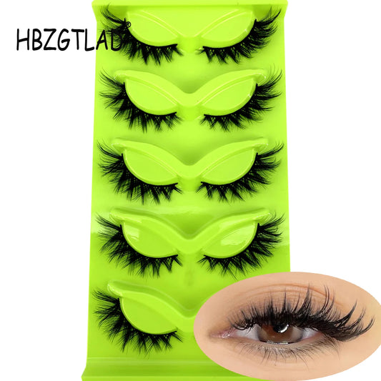3D Mink Lashes Faux Fluffy Lash 5 Pairs False Eyelashes Cat Eye Thick Mink Lashes Soft Cross Short Natural Fake Lashes