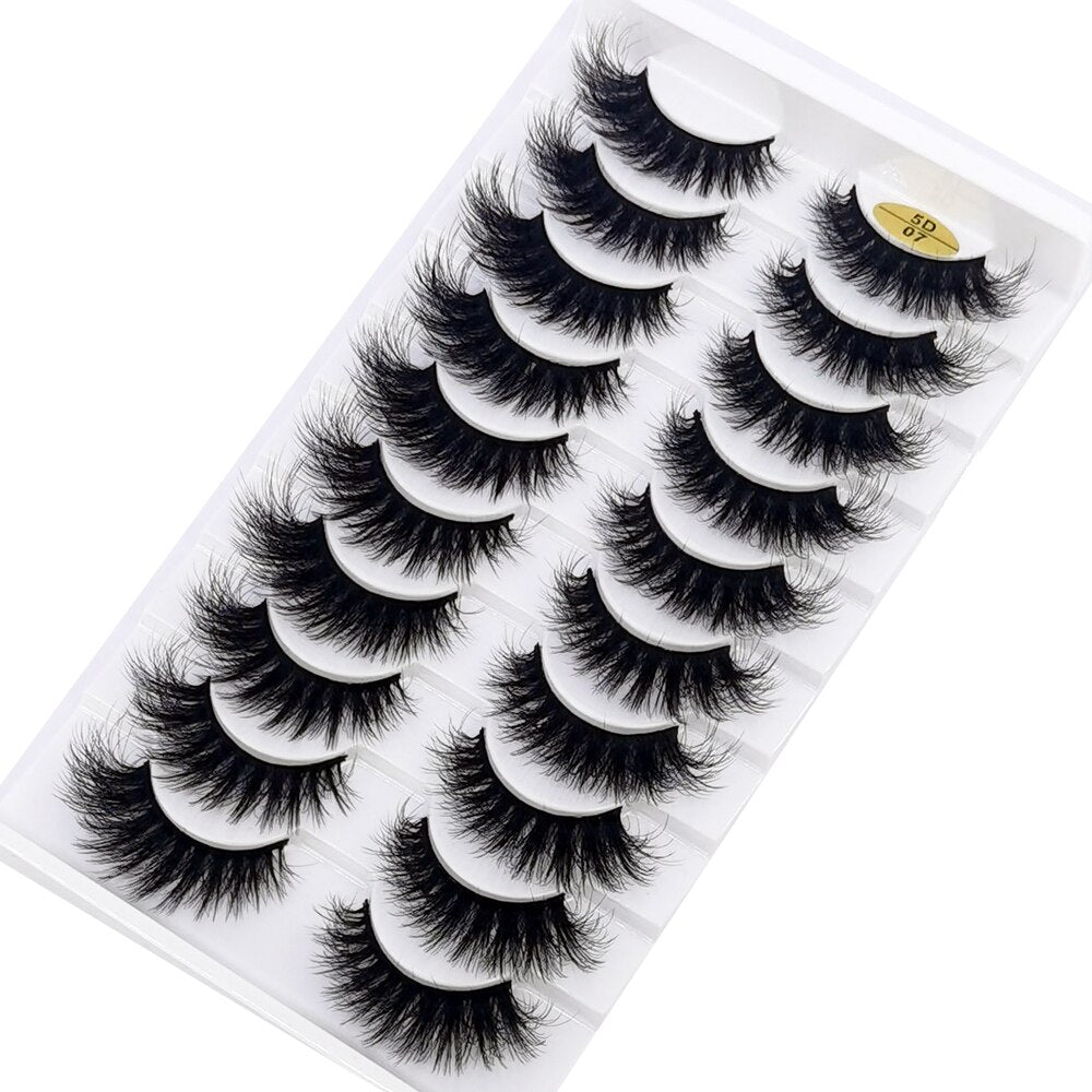 10 Pairs 3D Mink False Eyelashes Natural/Thick Eye Lashes  Fluffy Russian eyelahses Reusable