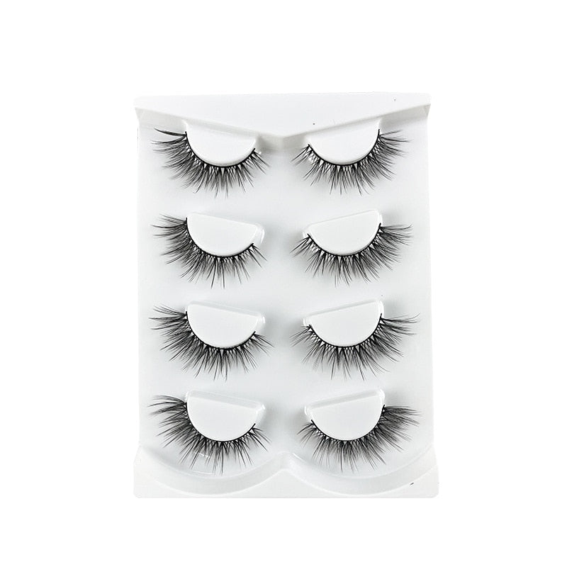 4 Pairs Eyelashes Extension Natural False Eyelashes Cross Long Winged Eyelash End Eye Elongated Big Eye Lashes Lolita Eyelashes