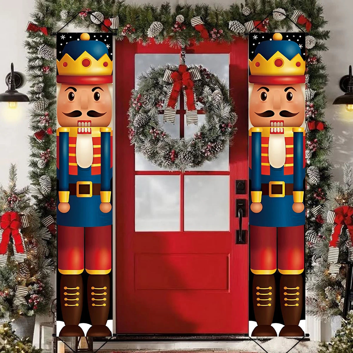 Nutcracker Soldier Door Banner Decor Christmas Decorations for Home Xmas Hanging Ornaments Navidad Noel Gifts New Year