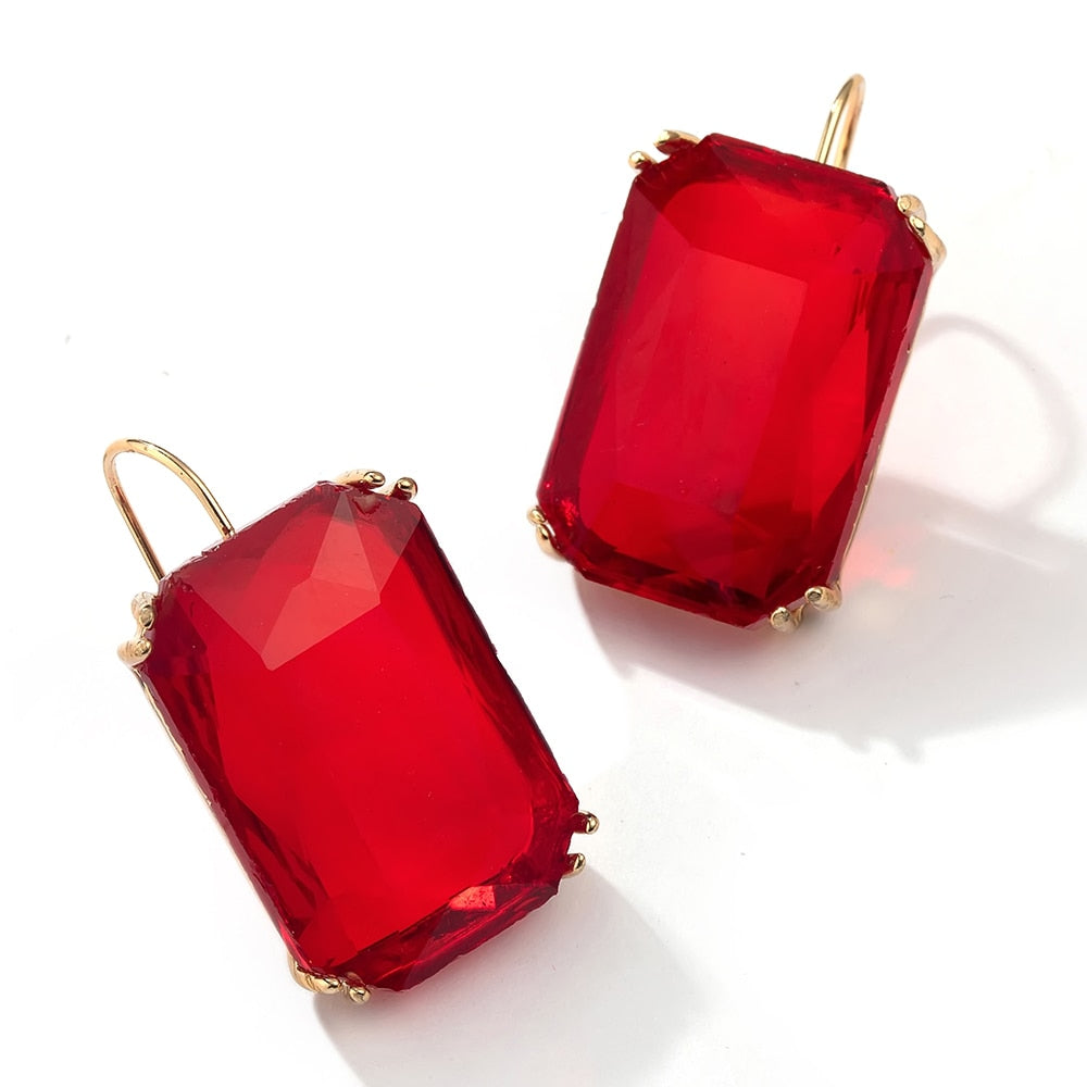 Transparent Resin Pendant Hanging Earring Bohemia Trendy Geometric Square Acrylic Drop Dangle Earrings Jewelry