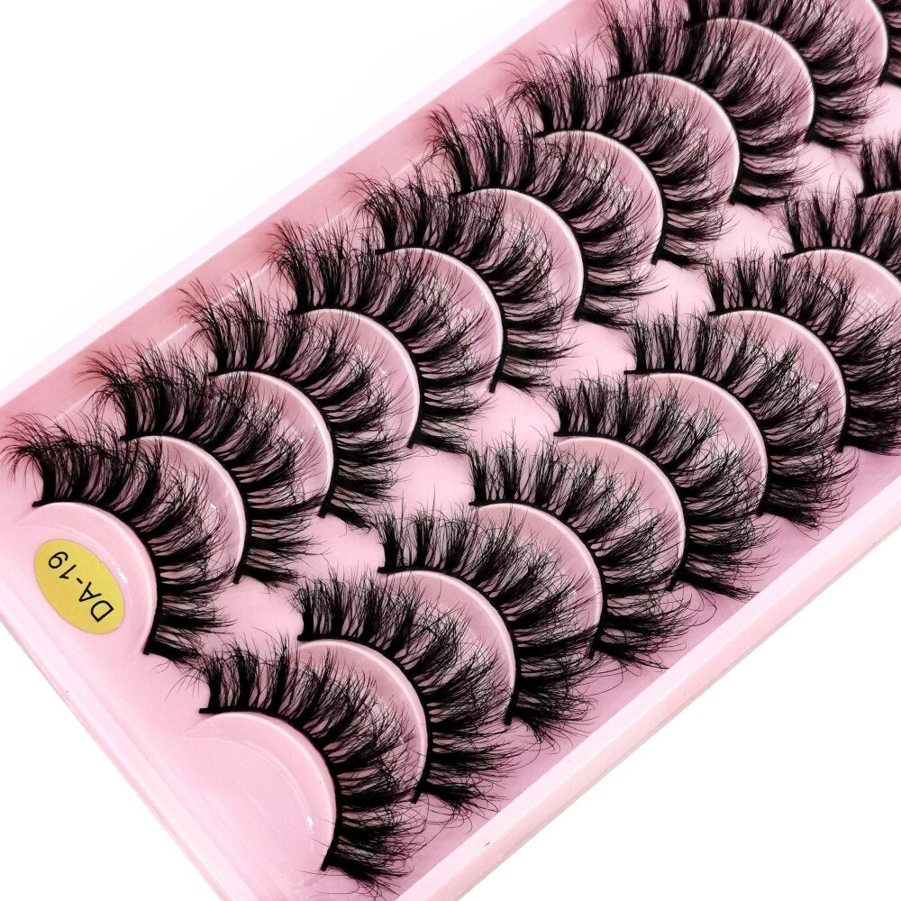 10Pairs 3D Faux Mink Hair False Eyelashes Natural Messy Eyelash Crisscross Wispy Fluffy Lashes Extension Big Eye Fake Lashes