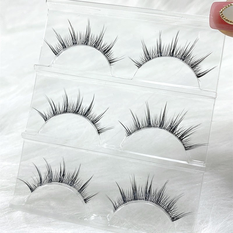 Mink Eyelashes 3 pair reusable false eyelashes invisible band
