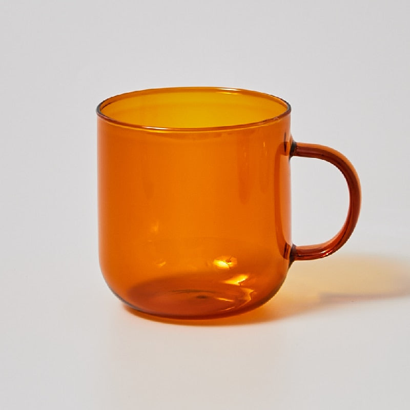Heat Resistant Glass Colorful Coffee Glasses with Handle Household Milk Breakfast Cup Nordic Modern Mug Drinking Glasses