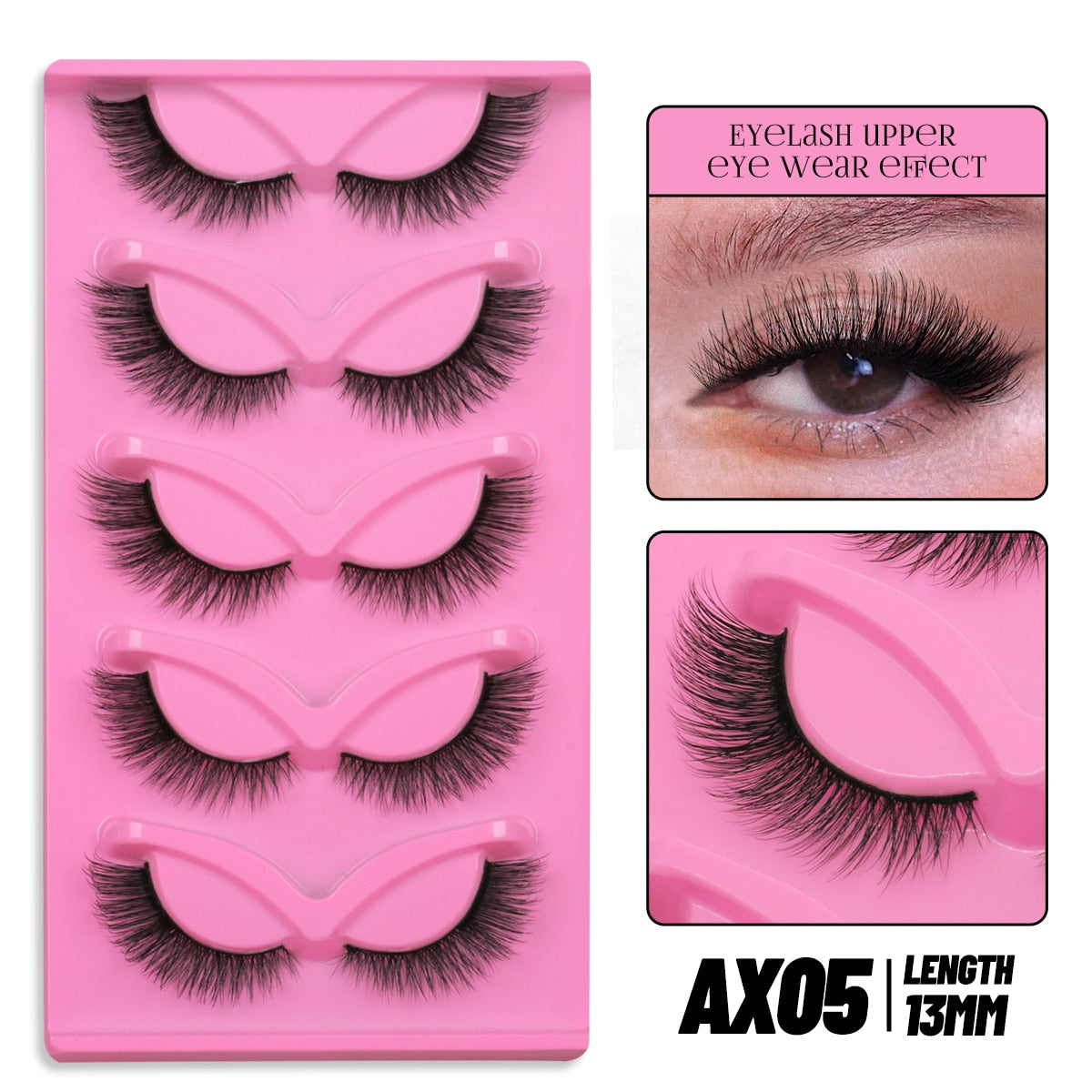 Cat EyeLashes 5 pairs Short Fluffy Eyelashes Soft Natural long Strip Lashes Winged End Eye Elongated Lashes