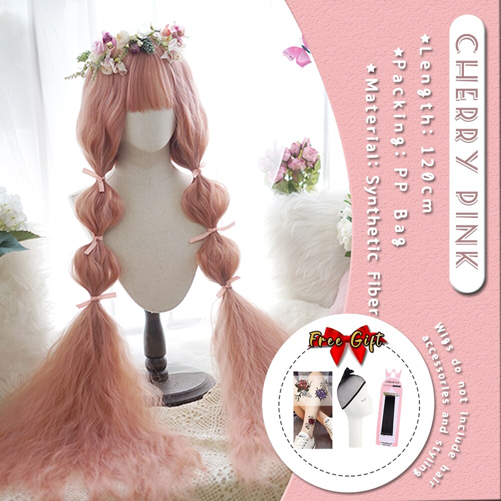 Extra Long Curly Hair with Bangs Cosplay Party Lolita Synthetic Wigs Heat Resistant Fiber