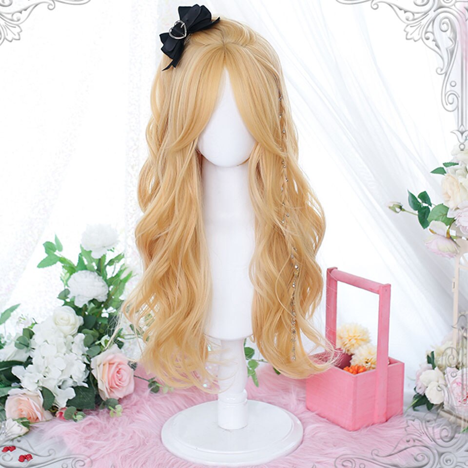 lolita wigs Long straight wigs lady gray blue high temperature resistant synthetic wig cosplay party natural wig