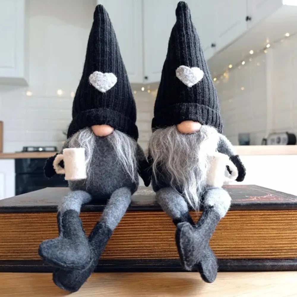 Gnomes Doll Holding Coffee Faceless Dwarf Doll Home Kitchen Coffee Bar Table Decoration Christams Decoration New Year Gift