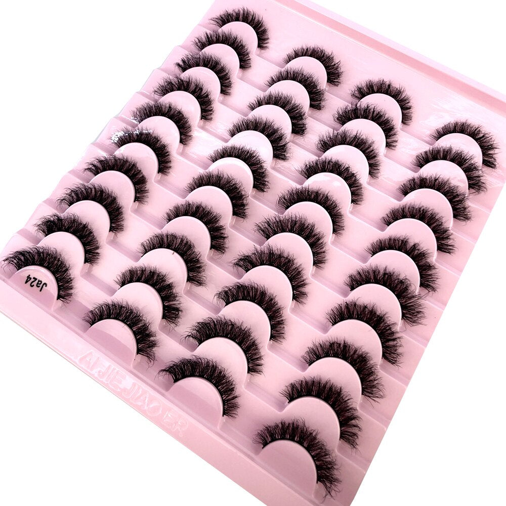 20 pairs 3D Mink Eyelashes Thick Natural False Eyelashes Crisscross Fake Eyelashes