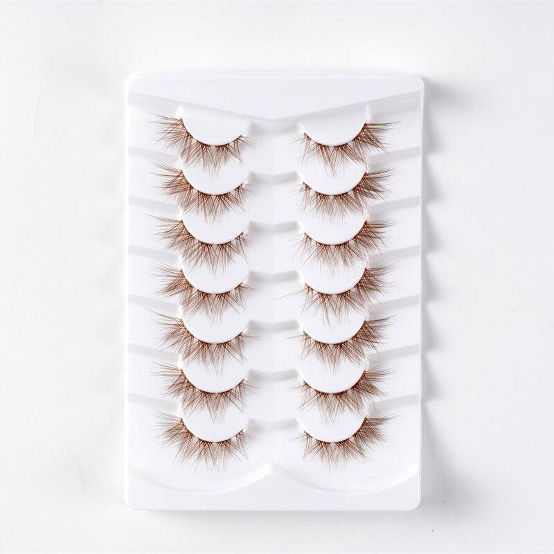 Manga Clear Band Lashes Natural Long 3D Wispy Mink Eyelashes Lightweight Invisible Band Fluffy Eye Lashes brown Fake Eyelashes
