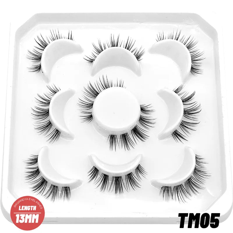 Clear Eyelash Manga  Lashes False 5/10 Pairs Eyelashes Cat-Eye Natural Fluffy 3D Faux Mink Lashes Wispy Lashes
