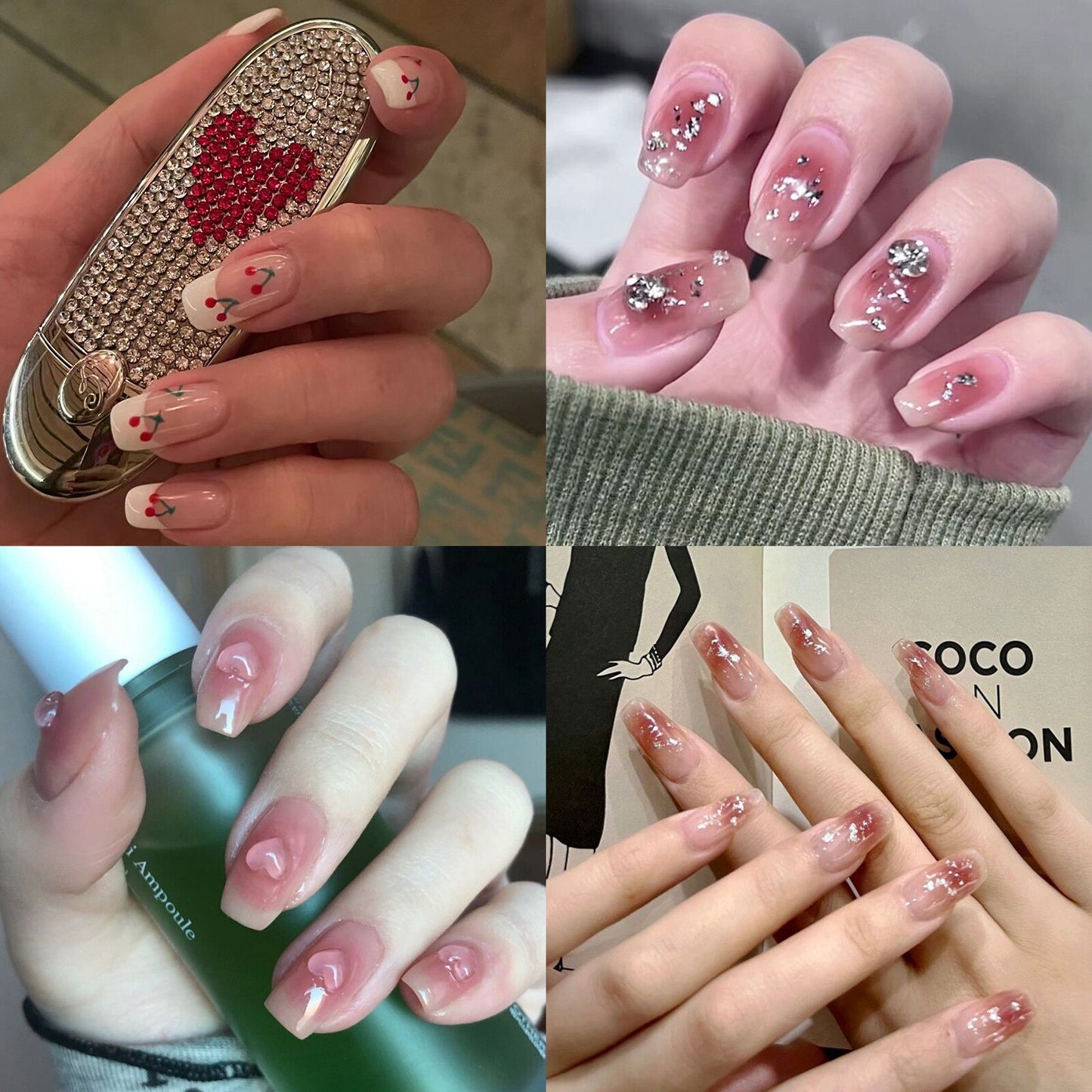 24Pcs False Nails Coffin Almond Artificial Fake Nails with glue Full Cover Nail Tips Press On Nails Manicure