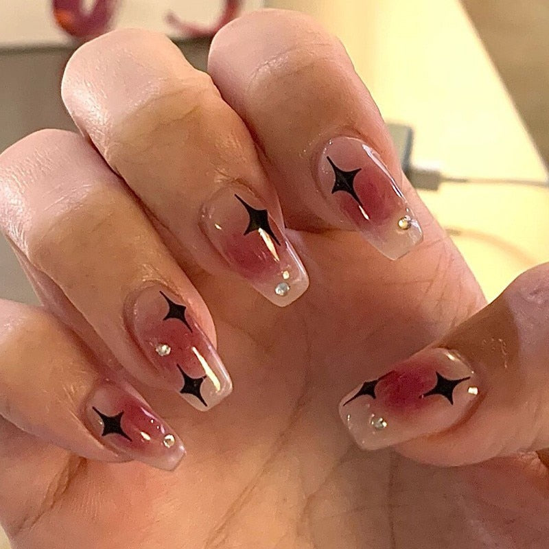 24Pcs False Nails Coffin Almond Artificial Fake Nails with glue Full Cover Nail Tips Press On Nails Manicure