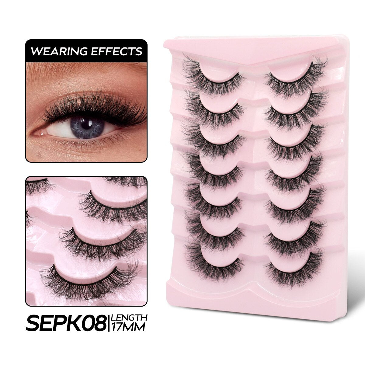 Cat Eye Lashes Fluffy Volume Mink False Eyelashes Winged End Eye Elongated Eyelashes 3D Mink Lashes Thick Fake Eyelash