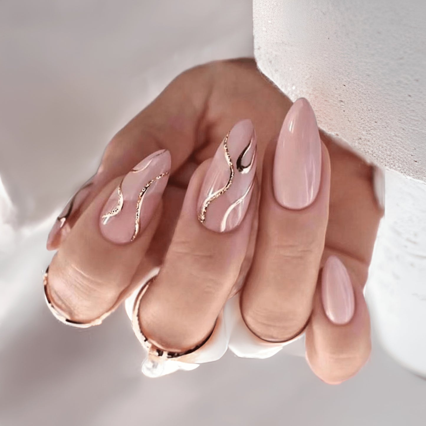 24pcs Almond Full Cover y2k black Sweet Fake Nails with glue cool Stiletto press on nails French artificial Nails With designs