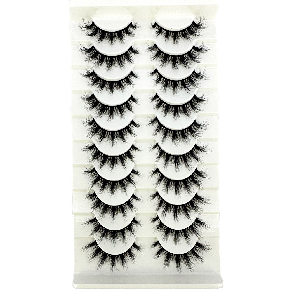 10Pairs False Eyelashes 6D Super Fluffy Wispy Faux Mink Eyelashes Cat Eye Dramatic Lashes Eyelash Extension