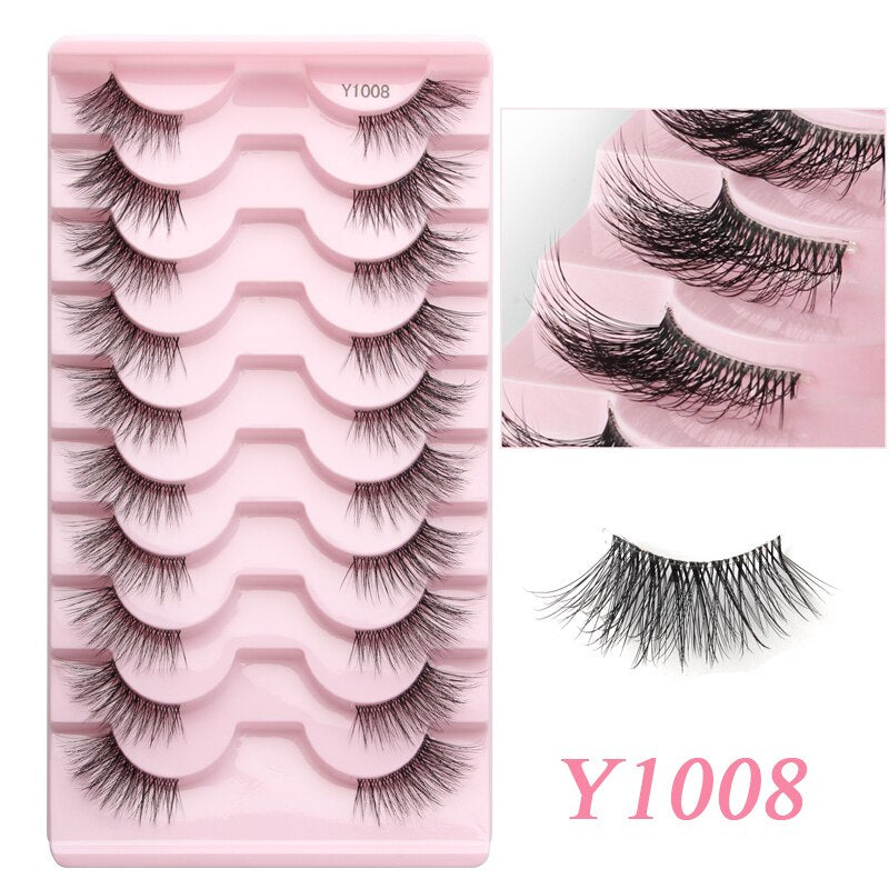 Faux Cils 5/10 Pairs Half Lashes Cat Eye Handmade Soft Fluffy Mink False Eyelashes Half Lashes maquillage