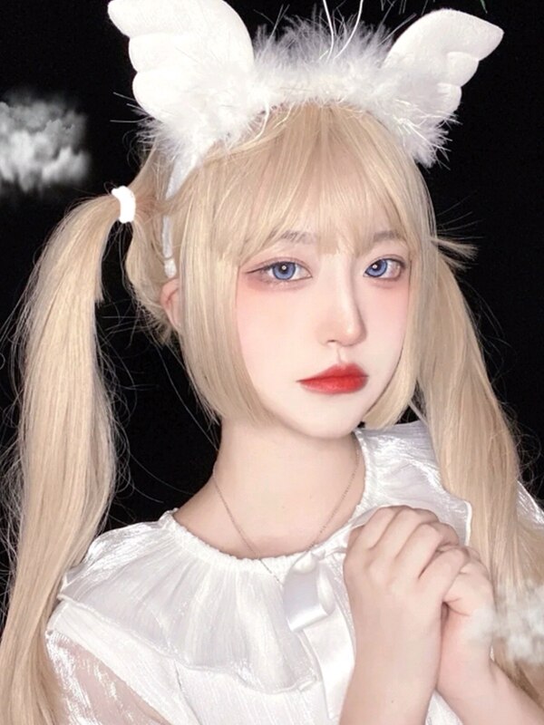 Cosplay Wig With Bangs Synthetic Straight Hair 24 Inch Long Heat-Resistant Pink Wig For Women