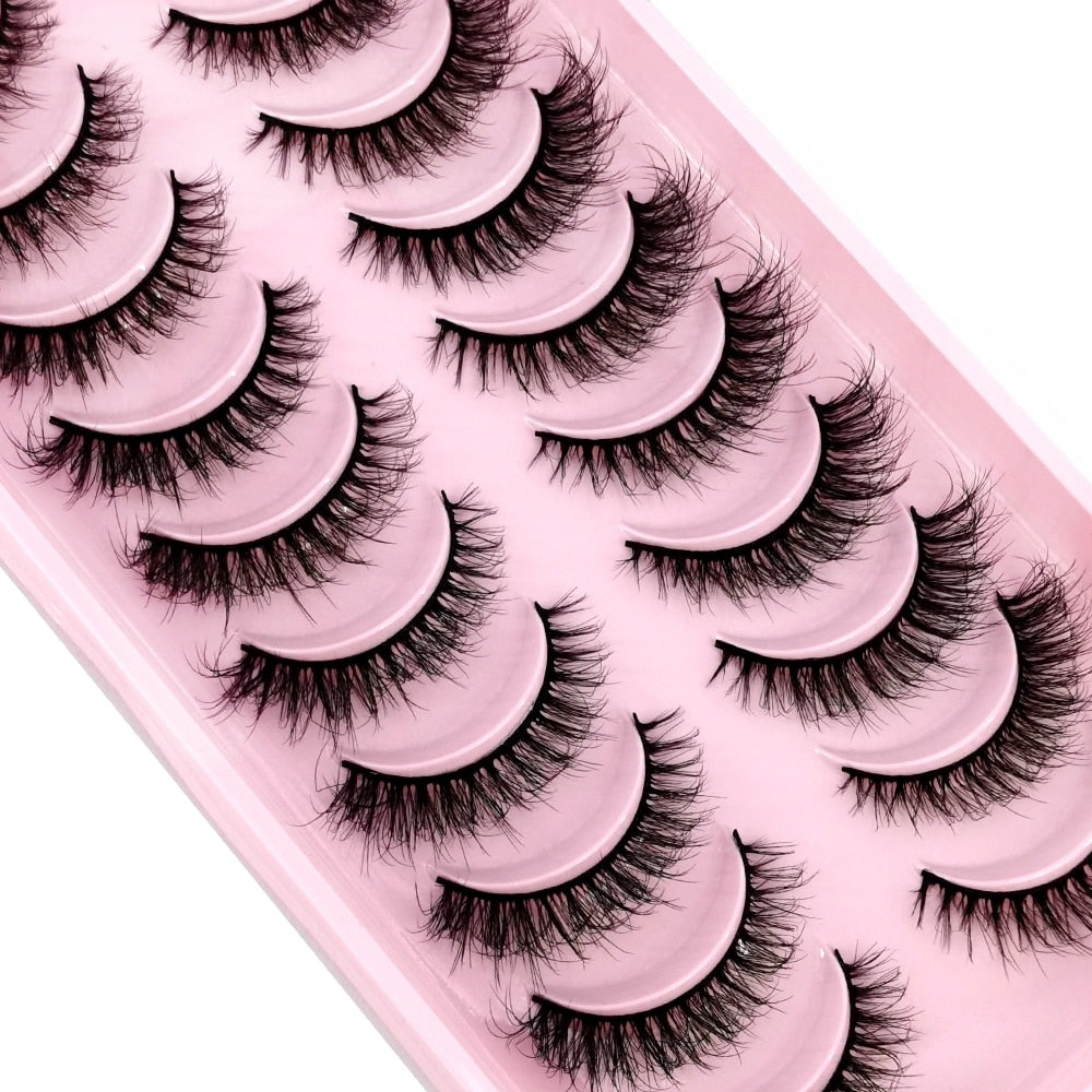 10Pairs 3D Faux Mink Hair False Eyelashes Natural Messy Eyelash Crisscross Wispy Fluffy Lashes Extension Big Eye Fake Lashes