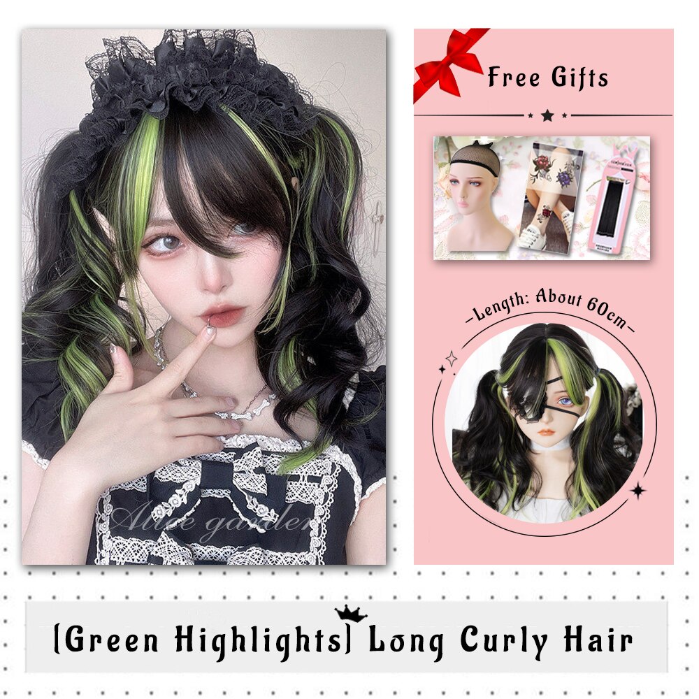 Brown Black Gold Wool Roll Synthetic Wig For Women Long Roll Wig Bangs Cosplay Party Heat Resistant Hair