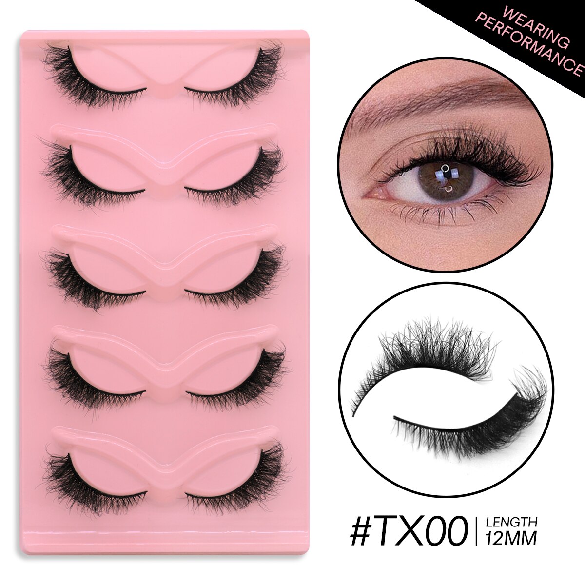 3D Mink Lashes Faux Mink Fluffy Lash 5 Pairs False Eyelashes Cat Eye Thick Mink Lashes Fluffy Short Natural Fake Lashes