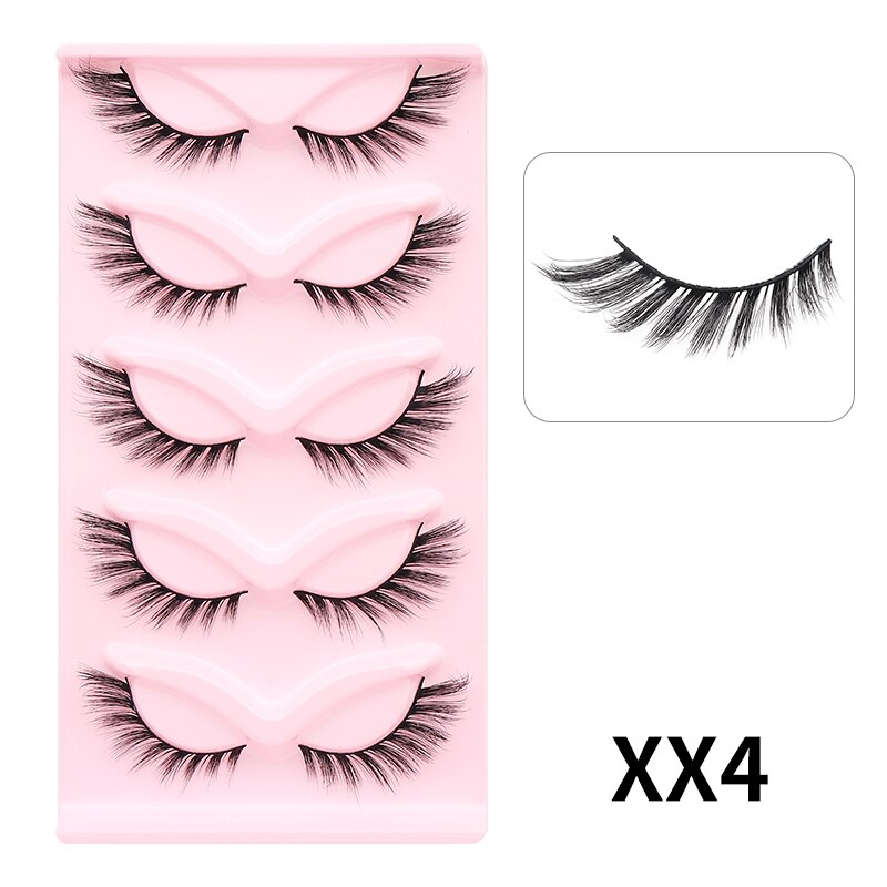 5/7/10Pairs Cat Eye Lash False Eyelashes Natural Faux Mink Eyelashes