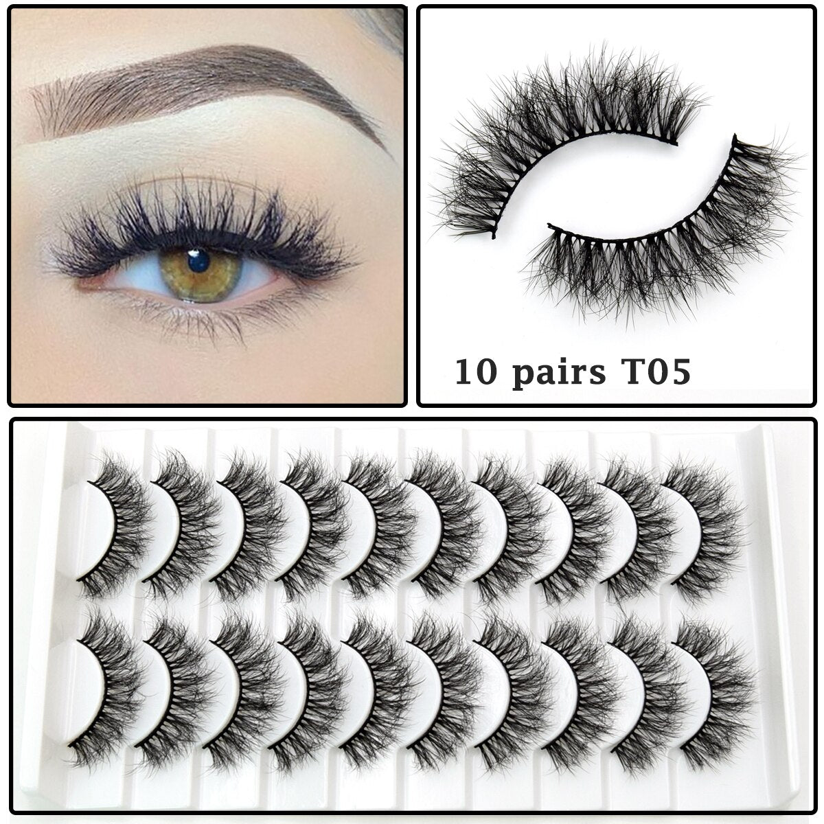 Lashes 3/5/10 pairs 3D Faux Mink Lashes Wispy Natural False Eyelashes Dramatic Volume Lashes Eyelash Extension