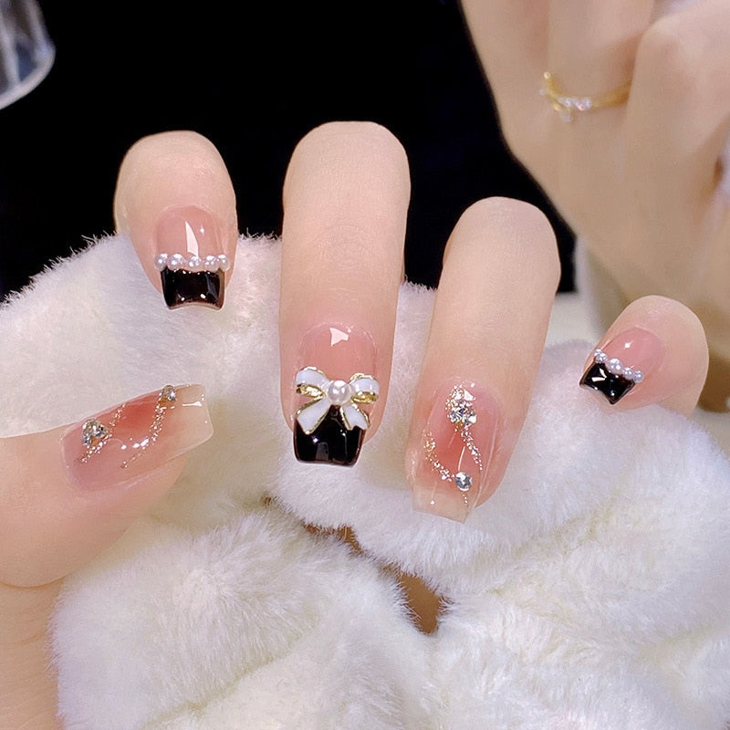 24Pcs False Nails Coffin Almond Artificial Fake Nails with glue Full Cover Nail Tips Press On Nails Manicure