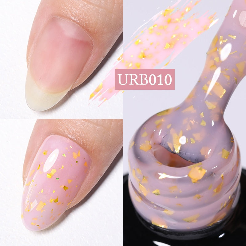 Aurora Rubber Gel Nail Iridescent Pearl Effect Metallic Mirror Nails Manicure Soak Off UV LED No Wipe Top Coat Base Gel