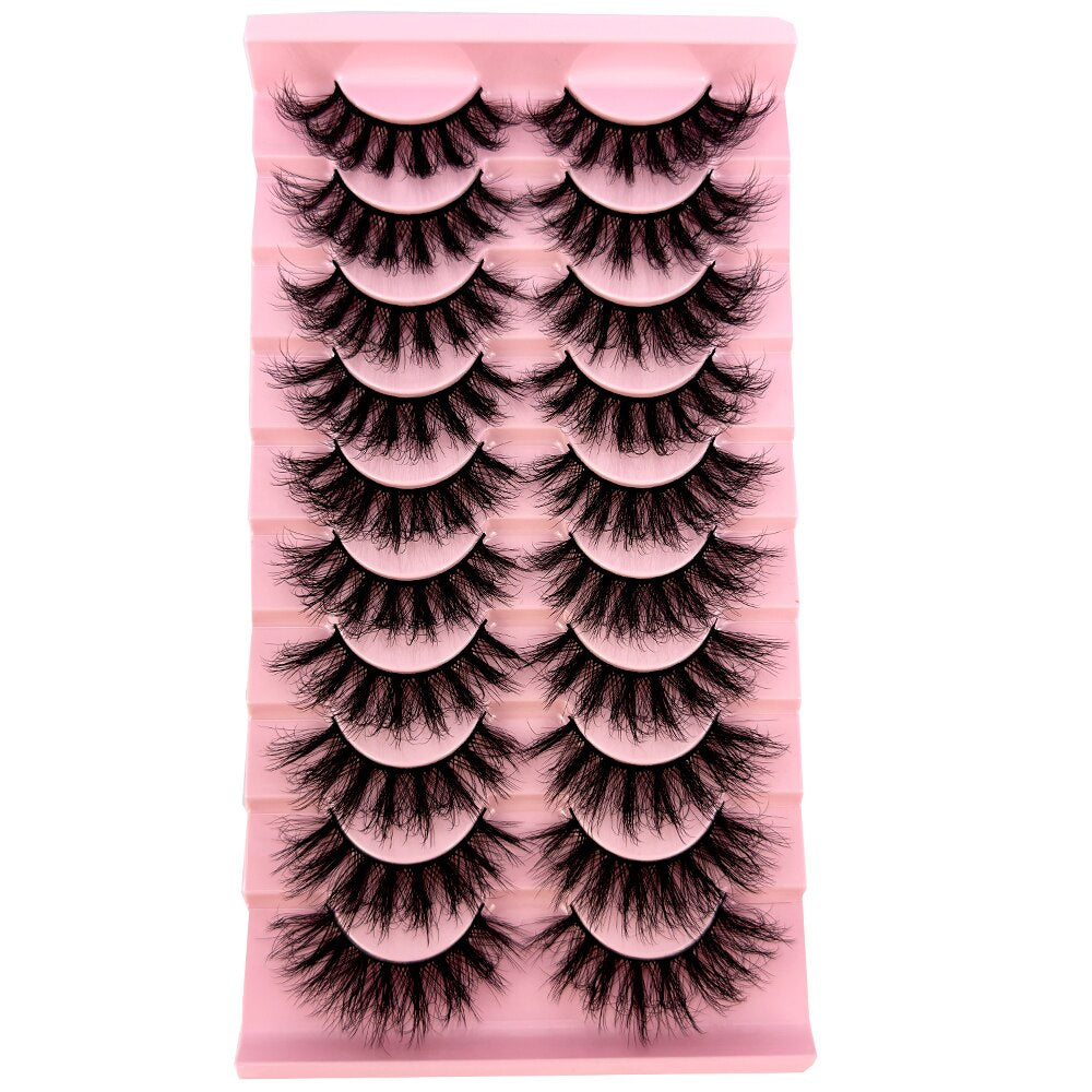 10Pairs False Eyelashes 6D Super Fluffy Wispy Faux Mink Eyelashes Cat Eye Dramatic Lashes Eyelash Extension