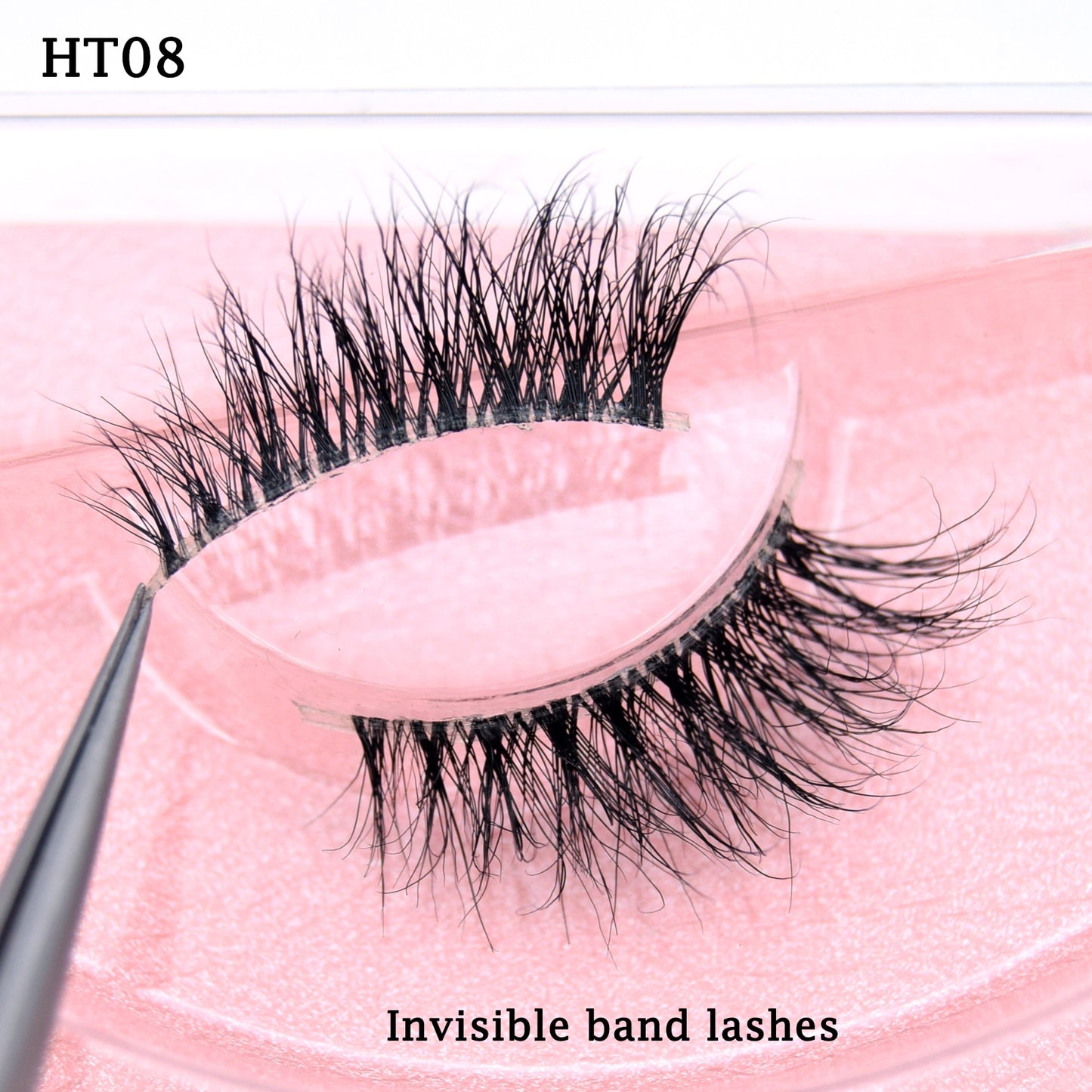 Half Lashes Transparent Stalk Invisible Band Mink Lashes Natual Wispy Half Mink eyelashes Reusable False Eyelashes