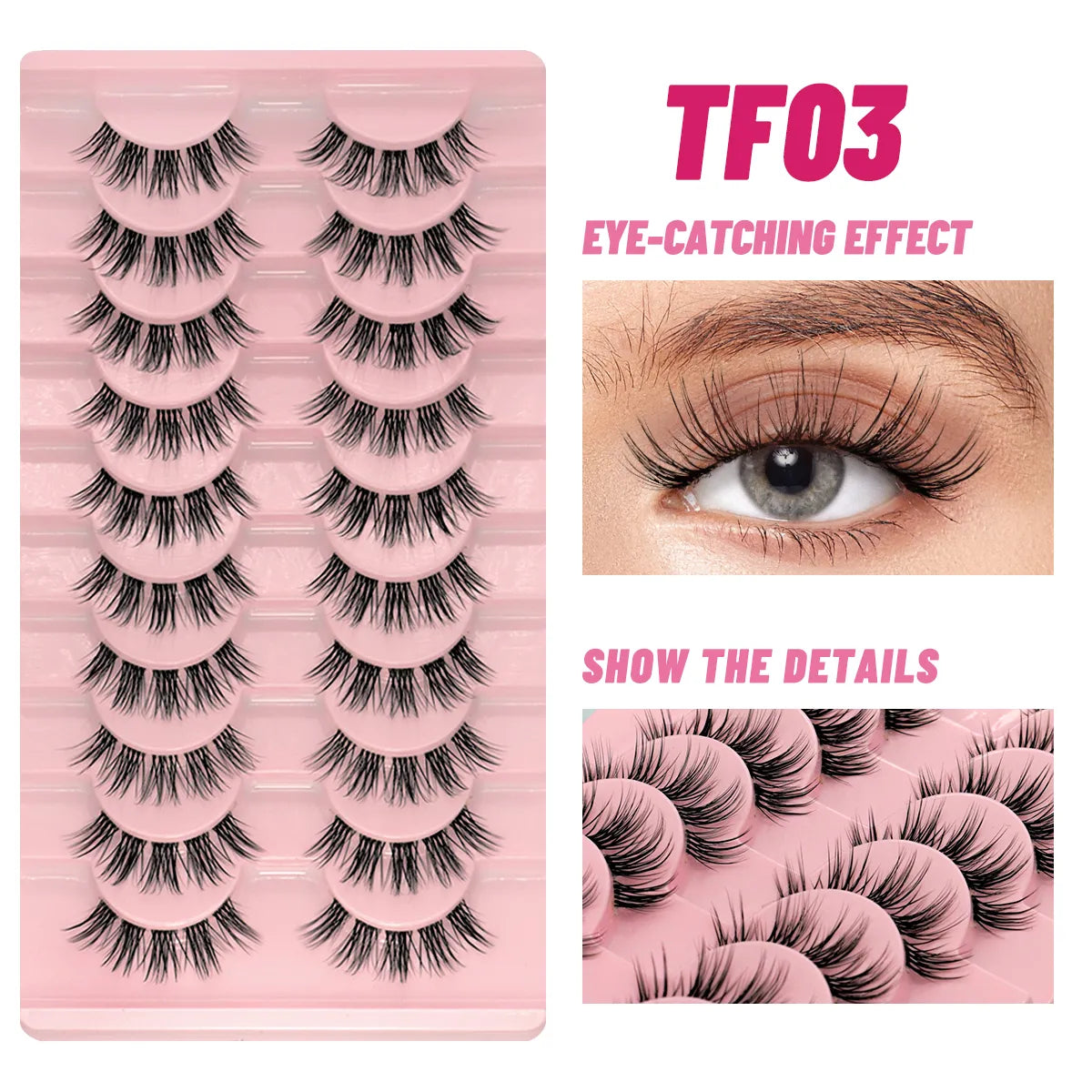 Clear Eyelash Manga  Lashes False 5/10 Pairs Eyelashes Cat-Eye Natural Fluffy 3D Faux Mink Lashes Wispy Lashes