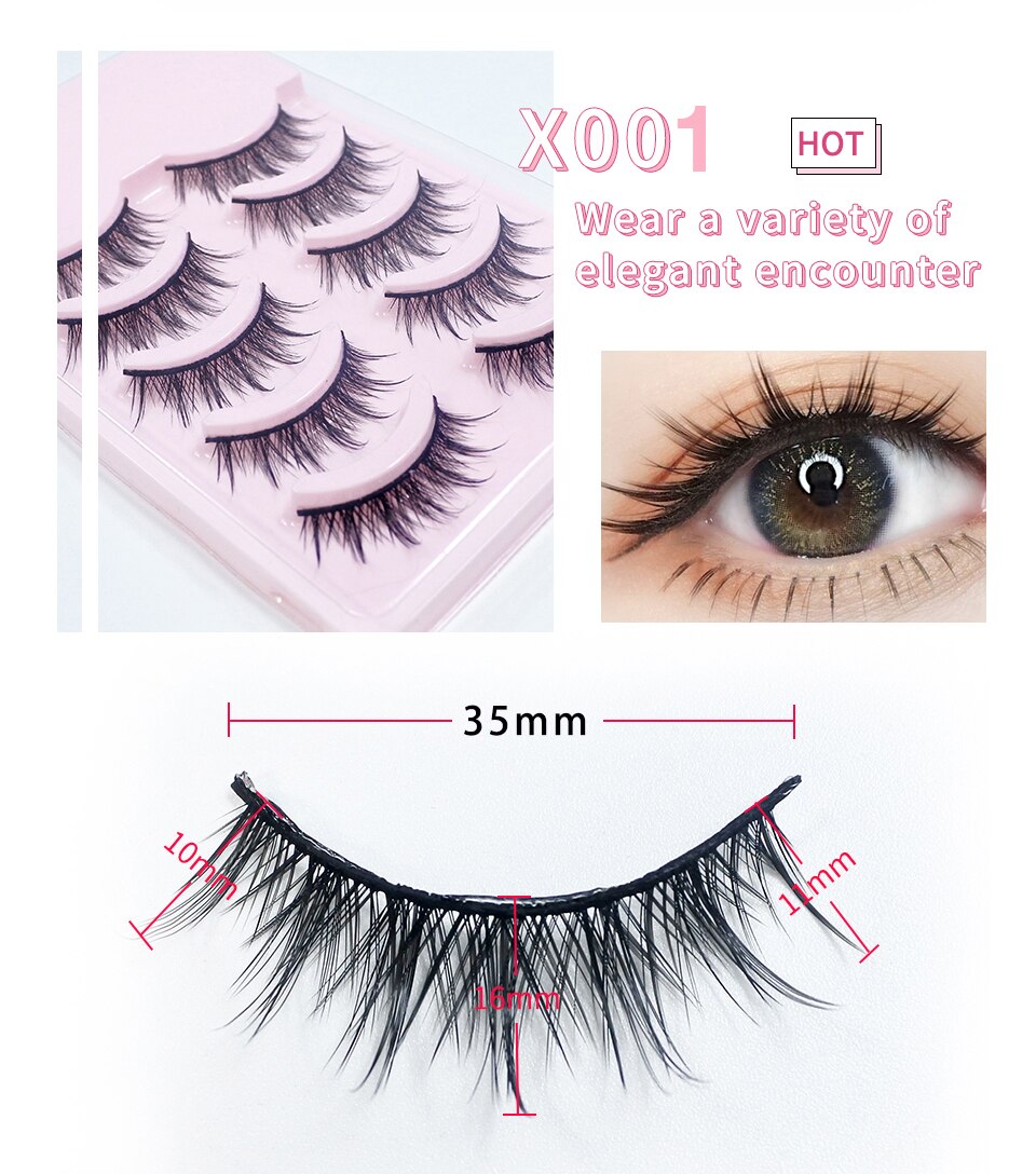 Eyelashes 5 Pairs Soft Natural Mink Lashes Manga Lashes