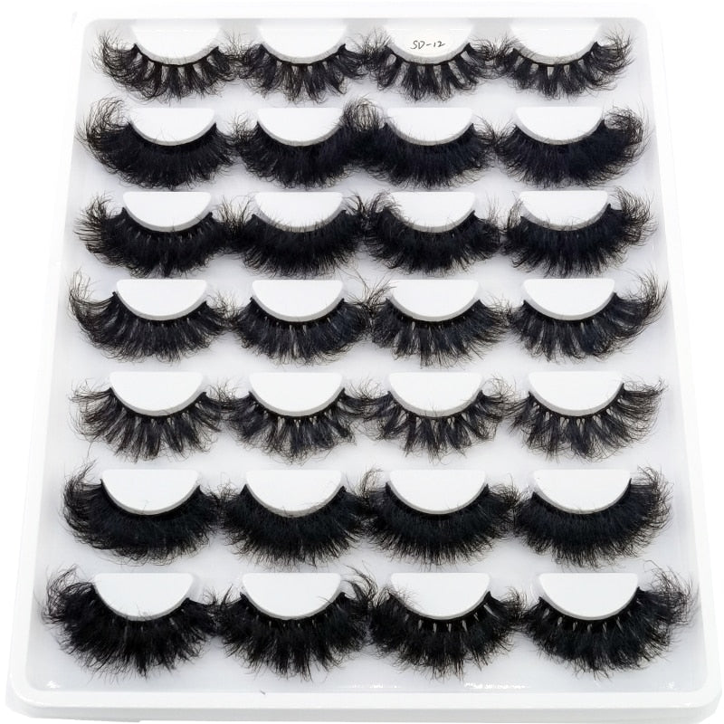 Lashes 14 Pairs Eyelashes Faux Mink Eyelashes Long Lasting Fluffy 25mm Mink Lashes Dramatic Volume lashes Extension Thick Long