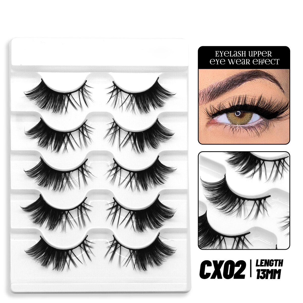 Cat Eye Lashes Natural long Clear Band Lashes Faux Mink Eyelashes Winged End Eye Elongated Eyelashes Fake Lashes Soft