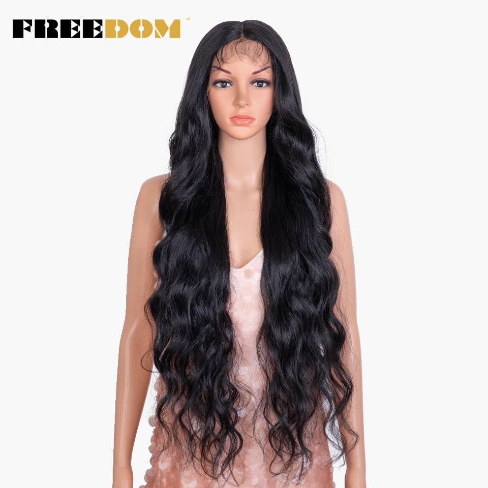 Synthetic Lace Front Wig 36 inch Body Wave Wigs For Women Ombre Blonde Ginger Highlight Wig Long Wavy Cosplay Wigs