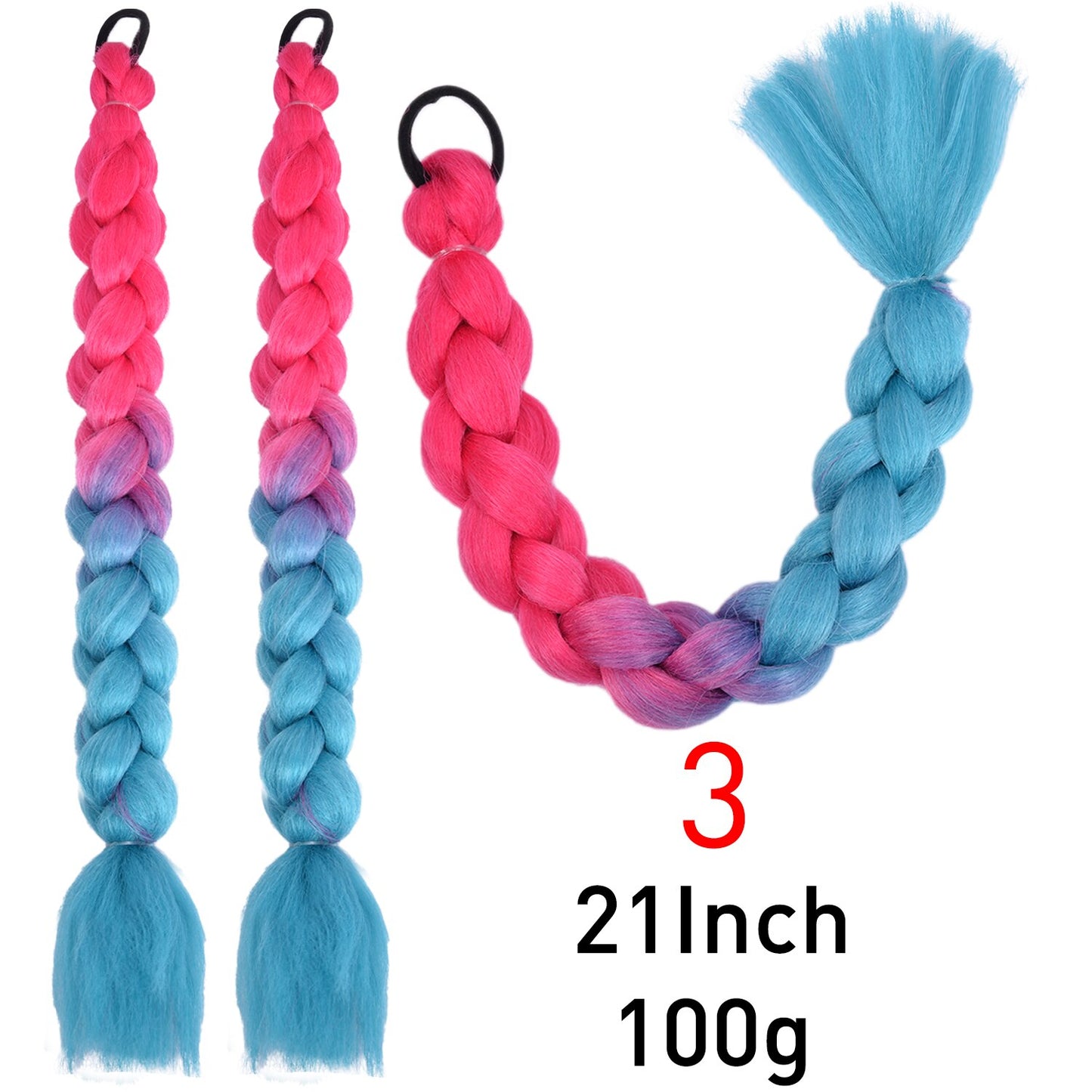 Synthetic Braided Plaited Fishtail Fishbone Drawstring Ponytail 20Inch Long Ombre Blonde Pink Hair Extensions For Women