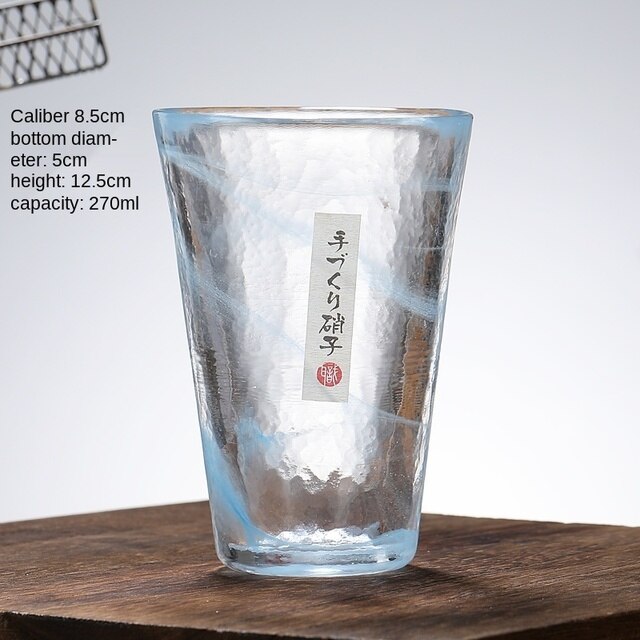 Japan Tsukiyeye Kobo Handmade Glass Smudge Hammered Glass Water Cup Wine Glass Tea Cup Red Wine Glass Vodka Artwork Sake Tumbler