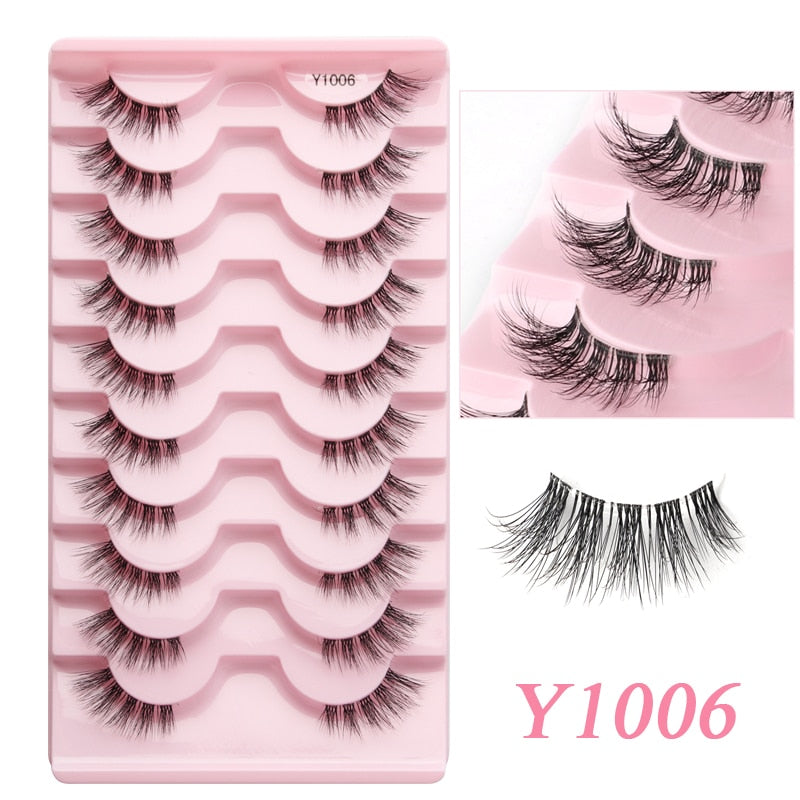 Faux Cils 5/10 Pairs Half Lashes Cat Eye Handmade Soft Fluffy Mink False Eyelashes Half Lashes maquillage